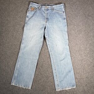 Cinch Mens Light Wash Straight Leg Denim Jeans 36x30 Distressed Western Workwear